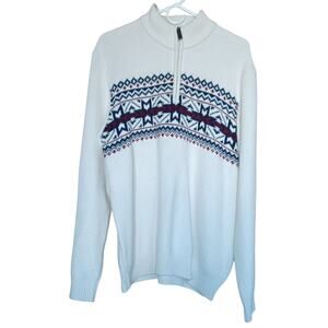 VTG IZOD Sweater Mens Large Fair Isle Nordic Design Grandpa Sweater Y2K Ski Warm